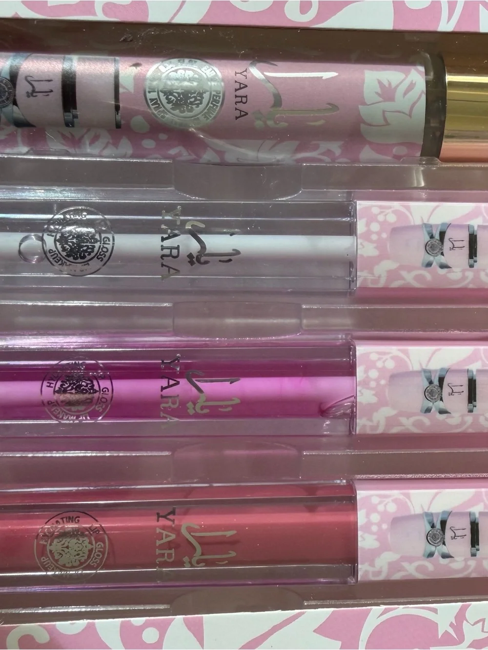 Yara Fragrance & Lip Gloss Set – Pink, Red, Purple, Clear